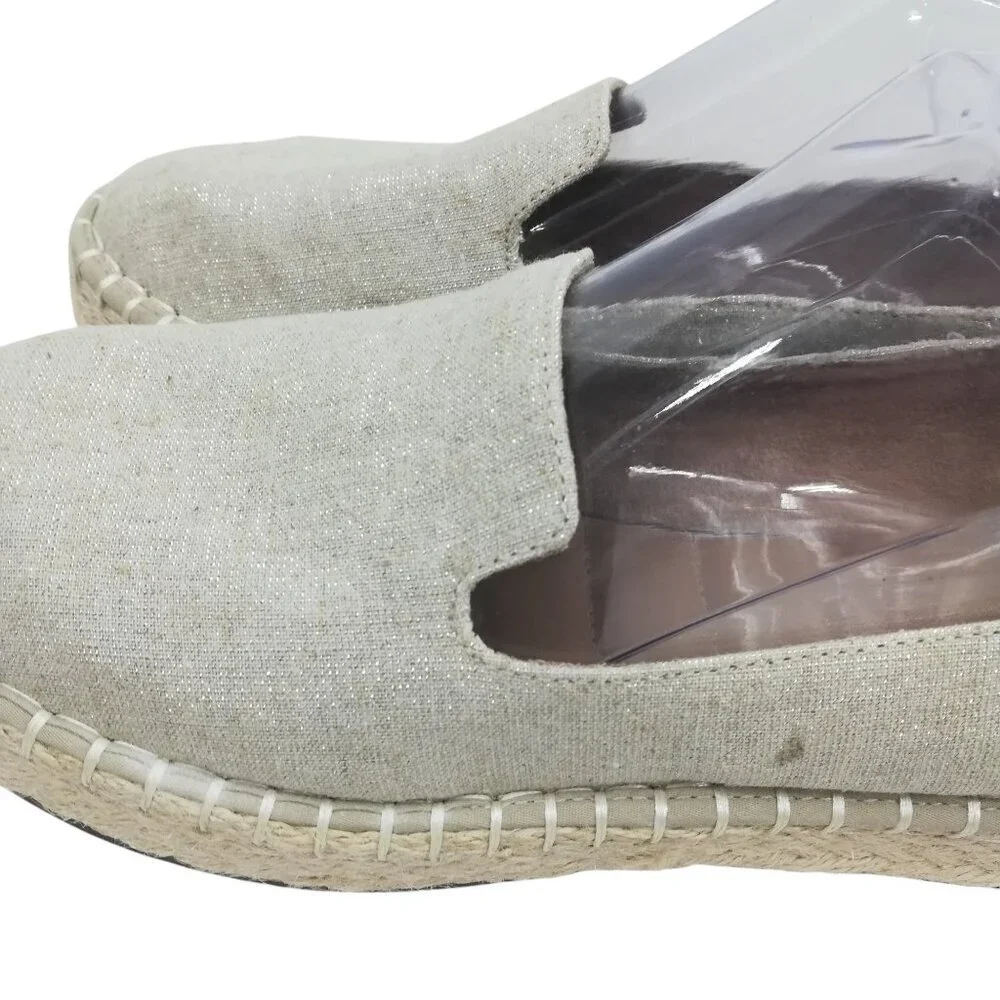 Joie Cara Metallic Gold Beige Espadrille Shoes Size 7.5 Platform Woven Slip-On